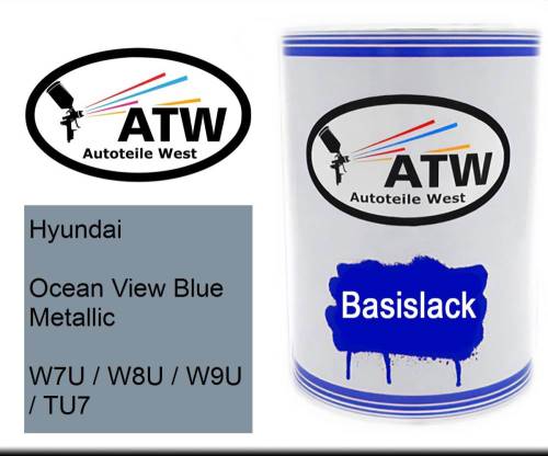 Hyundai, Ocean View Blue Metallic, W7U / W8U / W9U / TU7: 500ml Lackdose, von ATW Autoteile West.